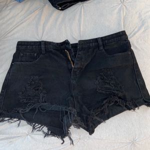 Ripped black high waisted shorts
